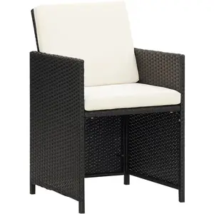 vidaXL Chaises de jardin 2 pcs avec coussins Résine tressée Noir pas cher