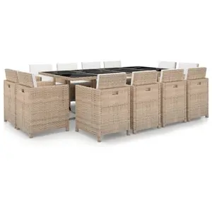 vidaXL Salon de jardin avec coussins 13 pcs Résine tressée Beige pas cher