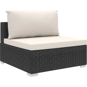 vidaXL Salon de jardin 4 pcs avec coussins Résine tressée Noir pas cher