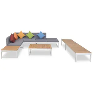 vidaXL Salon de jardin 5 pcs avec coussins Aluminium et WPC pas cher