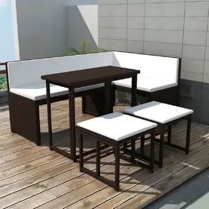 vidaXL Ensemble à manger d'extérieur 5 pcs Acier Résine tressée Marron pas cher
