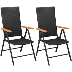 vidaXL Chaises empilables de jardin 2 pcs Résine tressée Noir pas cher