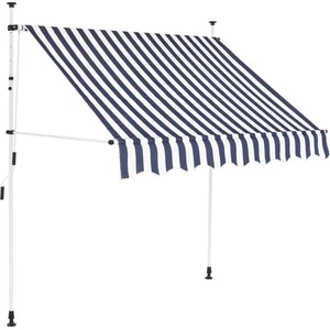 vidaXL Auvent rétractable manuel 200 cm Rayures bleues et blanches pas cher