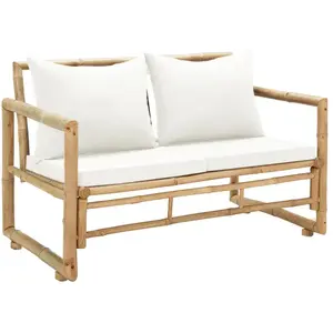 Comparateur de prix : vidaXL Canapé de jardin à 2 places avec coussins Bambou
