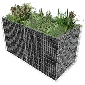 vidaXL Lit surélevé à gabion Acier 180 x 90 x 100 cm Argenté pas cher