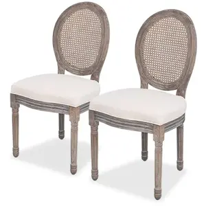 Comparateur de prix : vidaXL Chaises à manger lot de 2 crème tissu