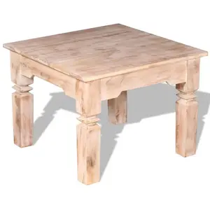 Comparateur de prix : Table basse - VIDAXL - Bois d'acacia massif - Finition brossée blanche - 60x60x45cm