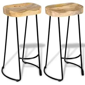 vidaXL Tabourets de bar lot de 2 bois de manguier massif pas cher