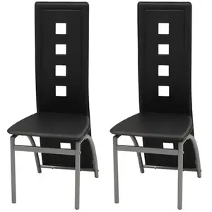 Comparateur de prix : vidaXL Chaises de salle à manger 2 pcs Noir Similicuir