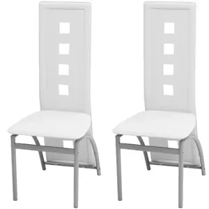 vidaXL Chaises à manger lot de 2 blanc similicuir pas cher