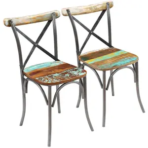 Comparateur de prix : vidaXL Chaises à manger lot de 2 bois de récupération solide