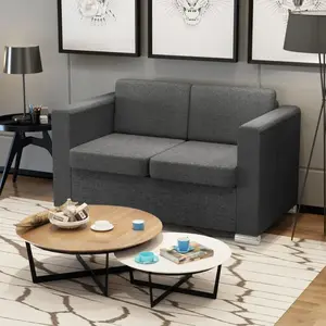 vidaXL Canapé à 2 places Tissu Gris foncé pas cher