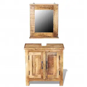 Comparateur de prix : vidaXL Meuble de salle de bain avec miroir Bois massif de manguier