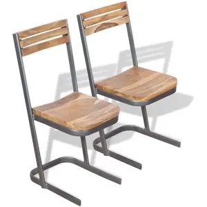 vidaXL Chaises à manger lot de 2 bois de teck massif pas cher