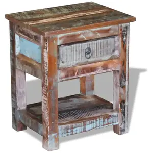 vidaXL Table d'appoint 1 tiroir Bois de récupération massif 43x33x51cm pas cher