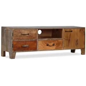vidaXL Meuble TV Bois massif Vintage 118 x 30 x 40 cm pas cher