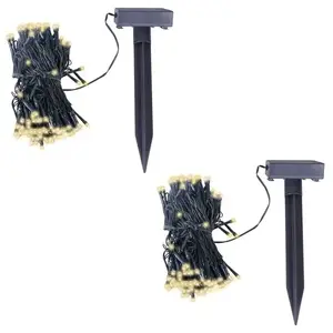 Comparateur de prix : vidaXL Guirlande lumineuse solaire LED 2 pcs Blanc chaud