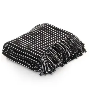 Comparateur de prix : vidaXL Couverture coton à carrés 125x150 cm Noir