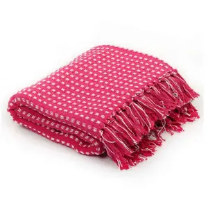 Comparateur de prix : vidaXL Couverture coton à carreaux 160x210 cm Rose