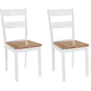 vidaXL Chaises à manger lot de 2 blanc bois d'hévéa massif pas cher