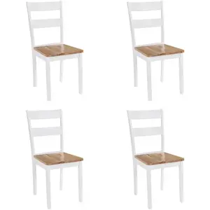 Comparateur de prix : vidaXL Chaises à manger lot de 4 blanc bois d'hévéa massif