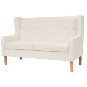 vidaXL Canapé à 2 places tissu blanc crème pas cher