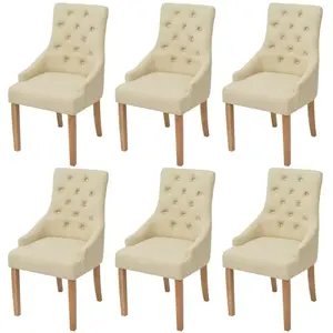 Comparateur de prix : vidaXL Chaises à manger lot de 6 crème tissu