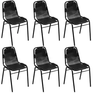 Comparateur de prix : vidaXL Chaises à manger lot de 6 noir cuir véritable