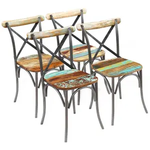 vidaXL Chaises à manger lot de 4 bois de récupération solide pas cher
