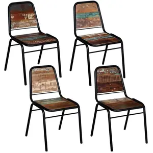 Comparateur de prix : vidaXL Chaises à manger lot de 4 bois de récupération solide