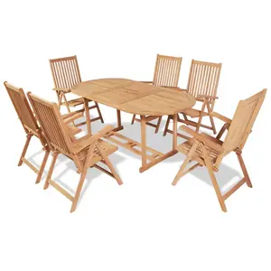 vidaXL Meuble à dîner de jardin 7 pcs et chaises pliables Teck solide pas cher
