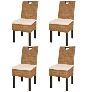 Comparateur de prix : vidaXL Chaises à manger lot de 4 rotin Kubu bois de manguier
