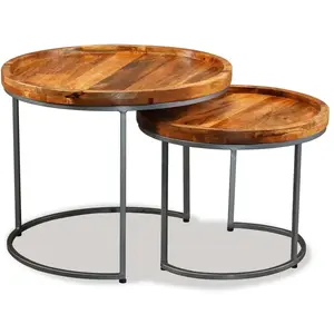 Comparateur de prix : vidaXL Ensemble de tables d'appoint 2 pcs Bois de manguier massif