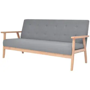 vidaXL Canapé à 3 places Tissu Gris clair pas cher