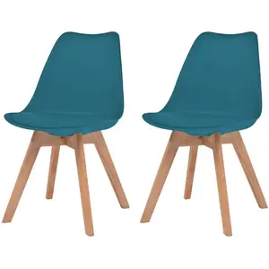vidaXL Chaises à manger lot de 2 Turquoise Plastique pas cher