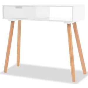 Comparateur de prix : vidaXL Table console Bois de pin massif 80 x 30 x 72 cm Blanc