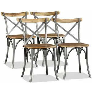Comparateur de prix : vidaXL Chaises à manger lot de 4 bois de manguier massif et acier