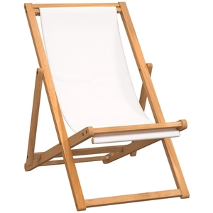 vidaXL Chaise de terrasse Teck 56x105x96 cm Couleur crème pas cher