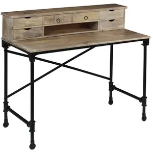 vidaXL Bureau Bois de manguier massif et acier 110 x 50 x 96 cm pas cher