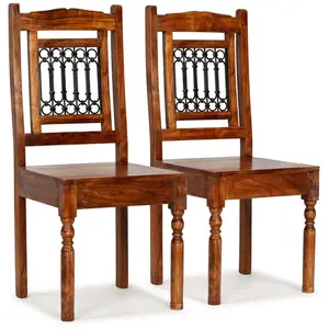 vidaXL Chaise à manger 2 pcs Bois avec finition couleur miel classique pas cher