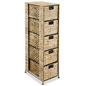 Comparateur de prix : vidaXL Unité de rangement avec 5 paniers 25,5x37x100 cm Jacinthe d'eau