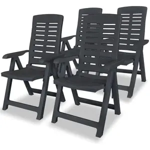 vidaXL Chaises inclinables de jardin 4 pcs Plastique Anthracite pas cher