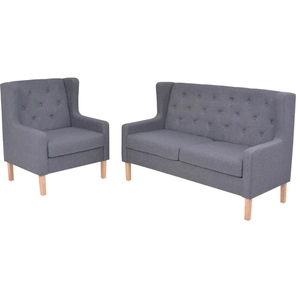 vidaXL Ensemble de canapés 2 pcs Tissu Gris pas cher