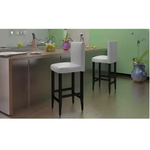 vidaXL Tabourets de bar lot de 2 blanc similicuir pas cher