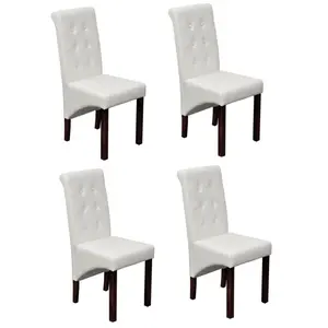 vidaXL Chaises à manger lot de 4 blanc similicuir pas cher