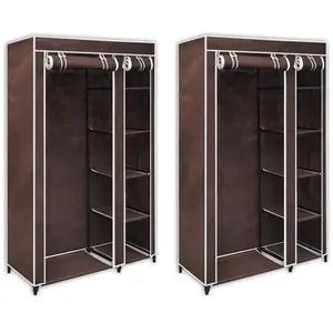 vidaXL Garde-robe en tissu 2 pcs Marron pas cher