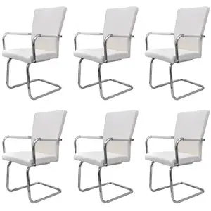 Comparateur de prix : vidaXL Chaises à manger cantilever lot de 6 blanc similicuir