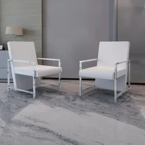 Comparateur de prix : vidaXL Fauteuils 2 pcs avec cadre chromé Blanc Similicuir