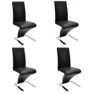 vidaXL Chaises à manger lot de 4 noir similicuir pas cher