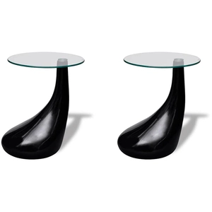 Comparateur de prix : vidaXL Table basse et dessus de table Verre rond Noir brillant 2 pcs